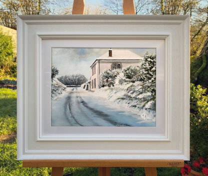 Snowy School House. Original Painting - Image 2