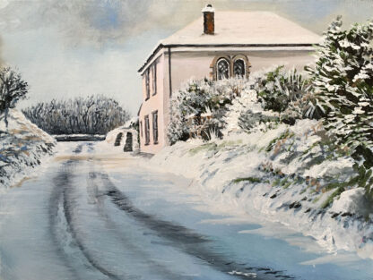 Snowy School House. Original Painting