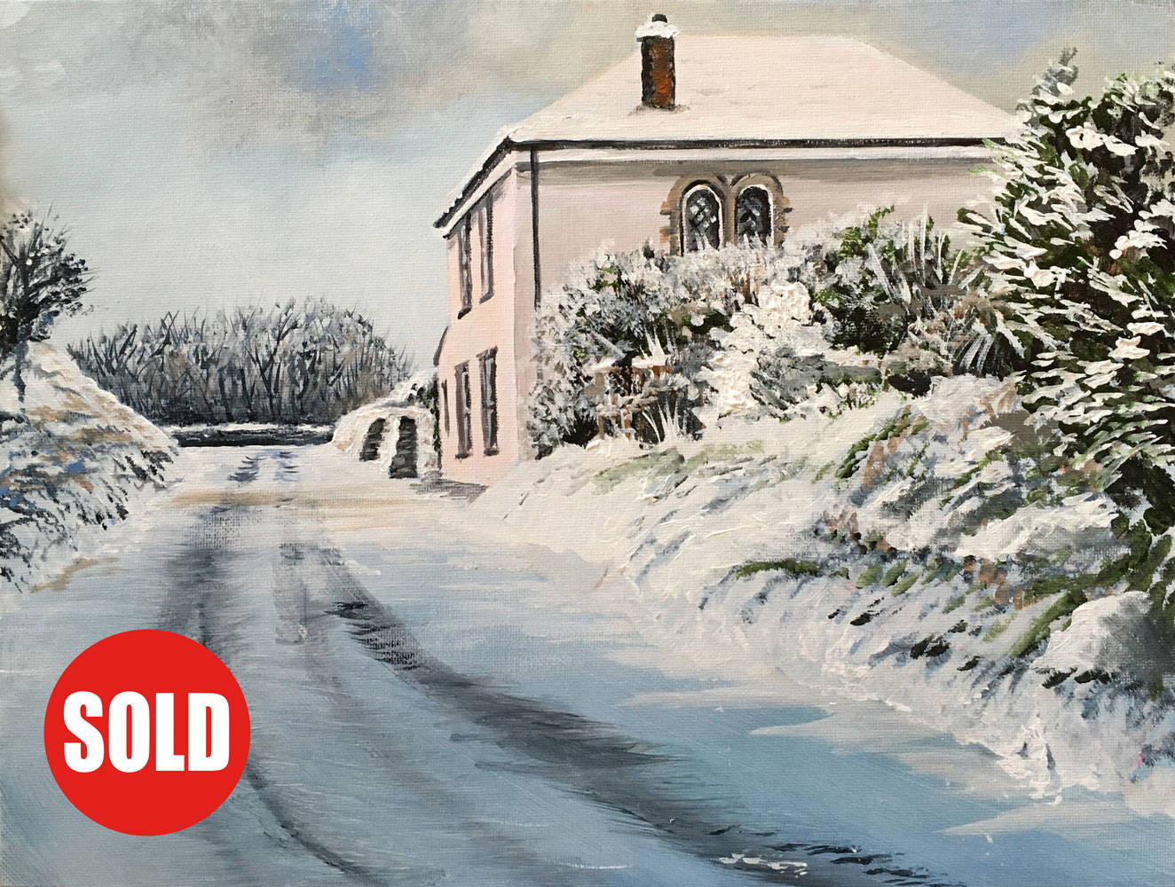 Snowy School House. Original Painting