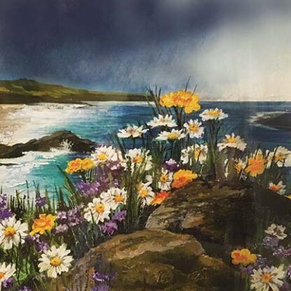 Rainy Daisies. Original Painting