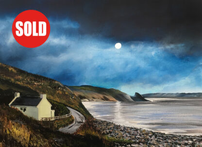 Moonlit Clear Coast, Newgale. Original Painting.