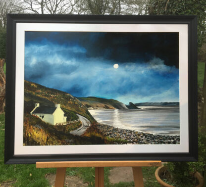 Moonlit Clear Coast, Newgale. Original Painting. - Image 2
