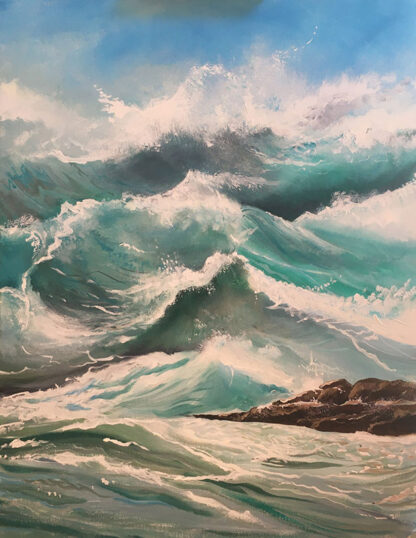 Sea, Spray and Rocks. Original Painting - Image 2