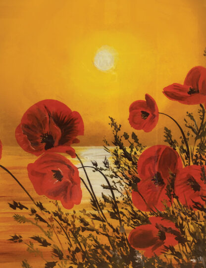 Gold and Poppies. Original Painting.