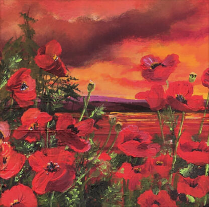 Sunset Poppies (polyptych) 1 of 4. Original Painting.