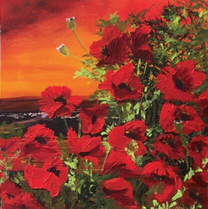 Sunset Poppies (polyptych) 4 of 4. Original Painting.