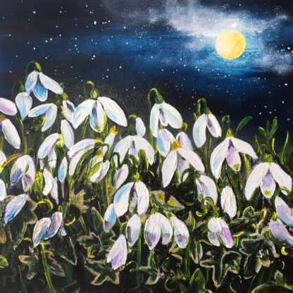 Starlight Snowdrops. Original Acrylics painting.