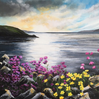 Sea Thrift and Buttercups. Original painting. - Image 3