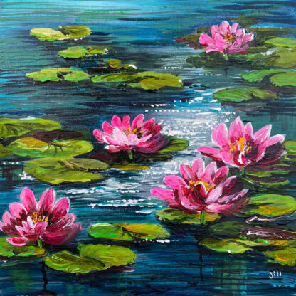 Pink and Sparkle on the Pool. Original Painting.