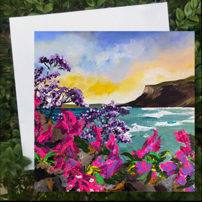 Rocks and Foxgloves. Greetings card.