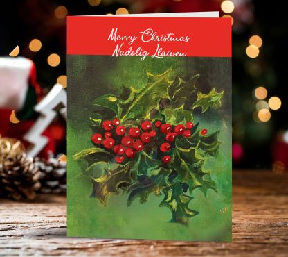 'Nadolig Llawen (Holly)' Christmas card.