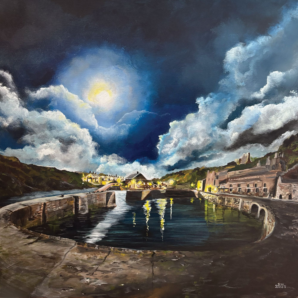Unique Pembrokeshire paintings: 'Porthgain: Moon Over Water'